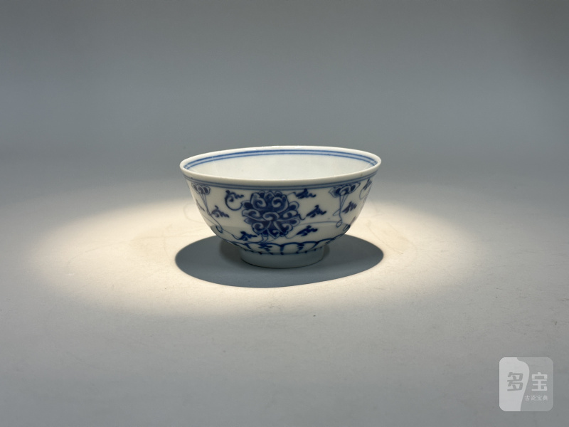 清光绪 青花缠枝花卉纹茶圆 - 图2